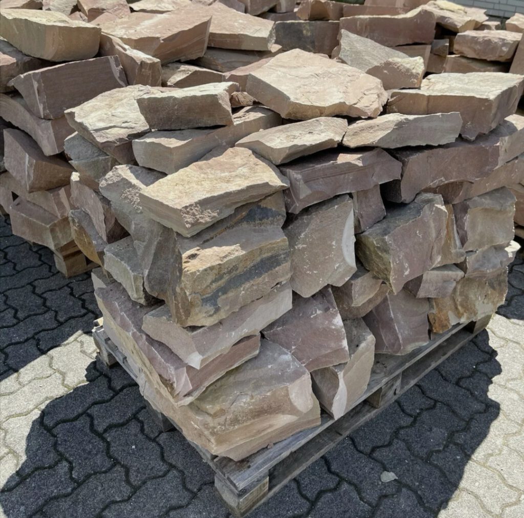 Sandstein Mauerstein Bruchstein Mainsandstein rot 1m³ 495,00€/m³